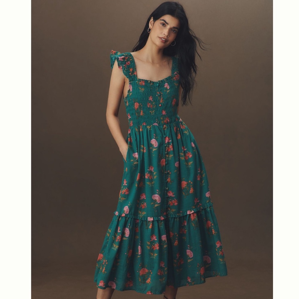 Anthropologie The Peregrine Square Neck MIDI Dress